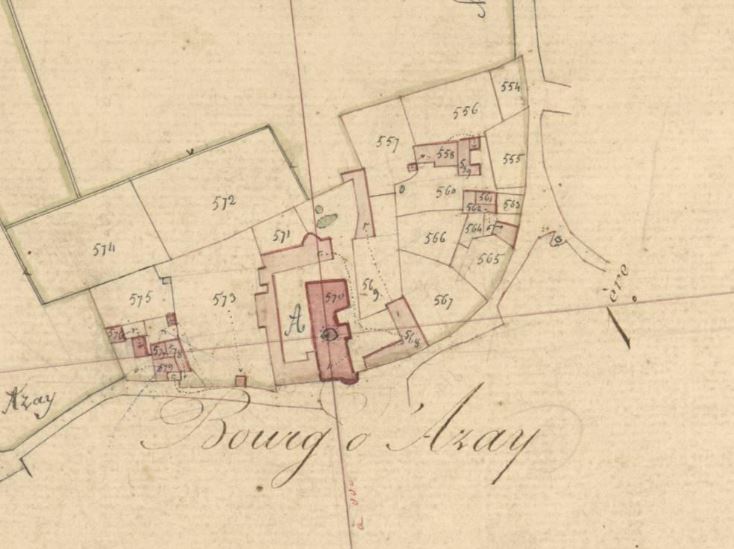 Cadastre napolénien, le Bourg d'Azay © Archives départementales des Deux-Sèvres